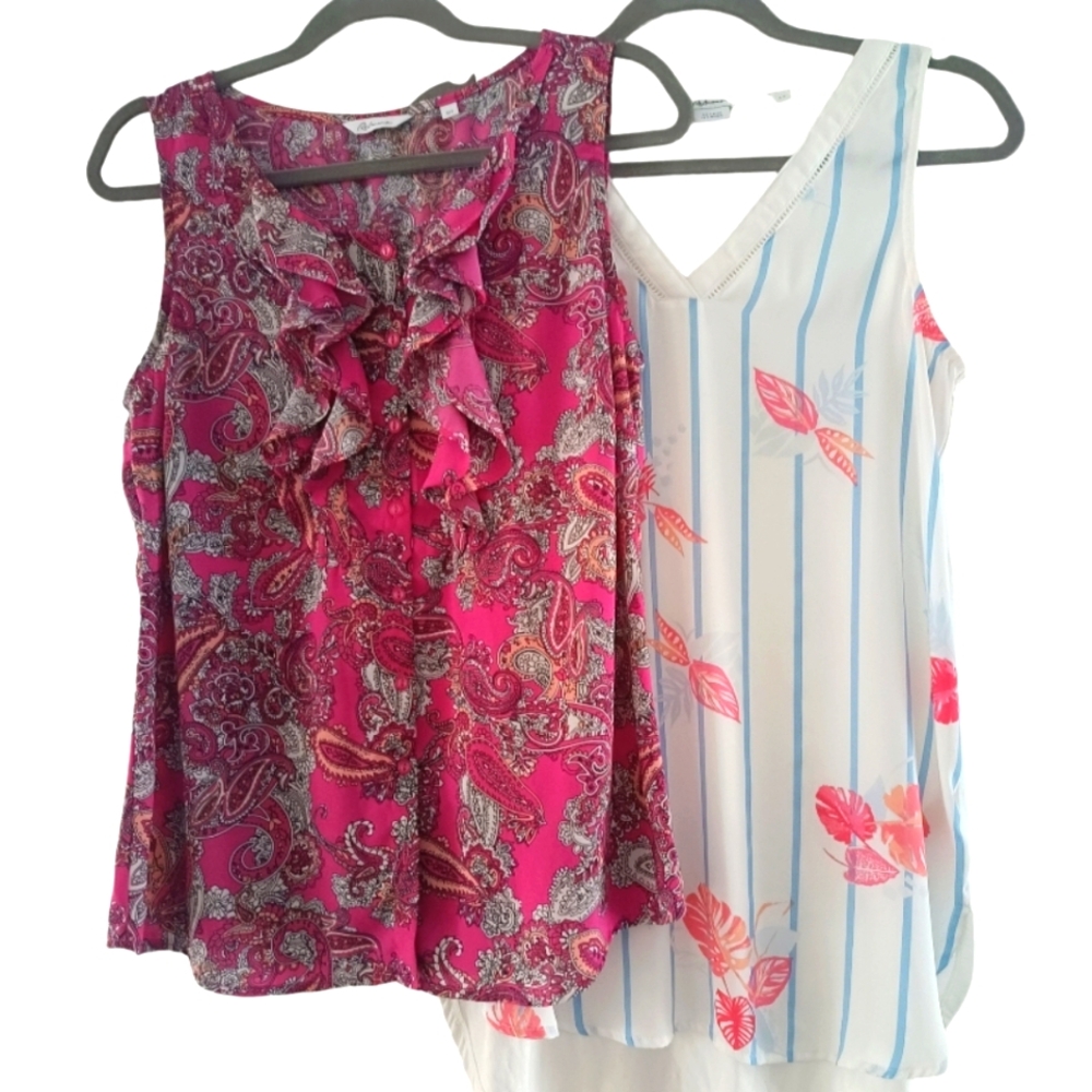🟣S🌸3 Tops Travel Vacay Vibe Sleeveless Camisole T-shirts - Picture 3 of 10